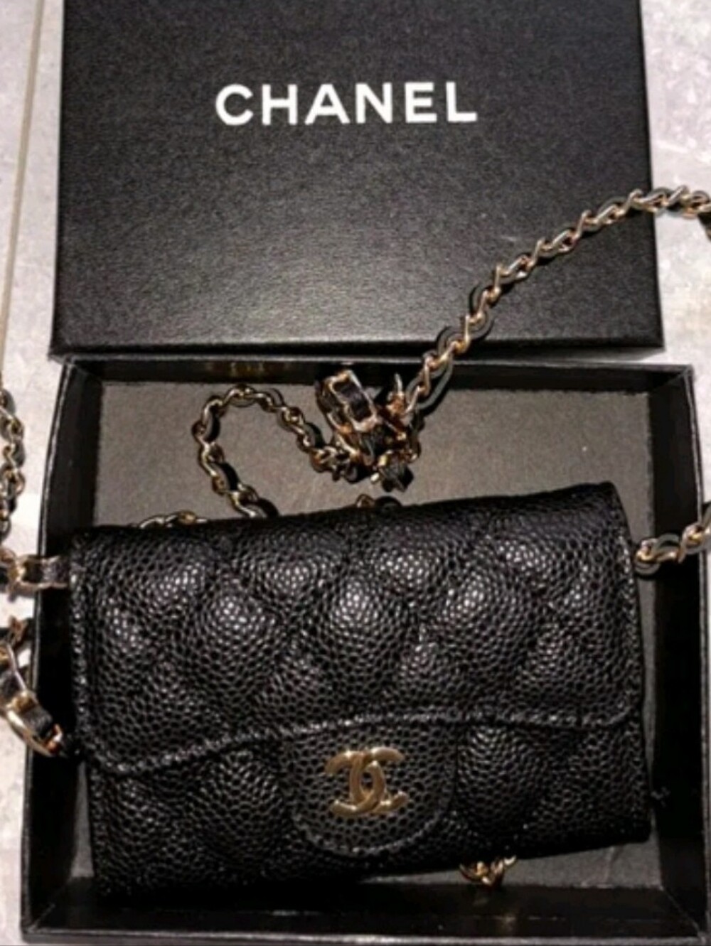 Black Quilted Leather Chain Crossbody Wallet Mini Handbag Luxury Designer Style